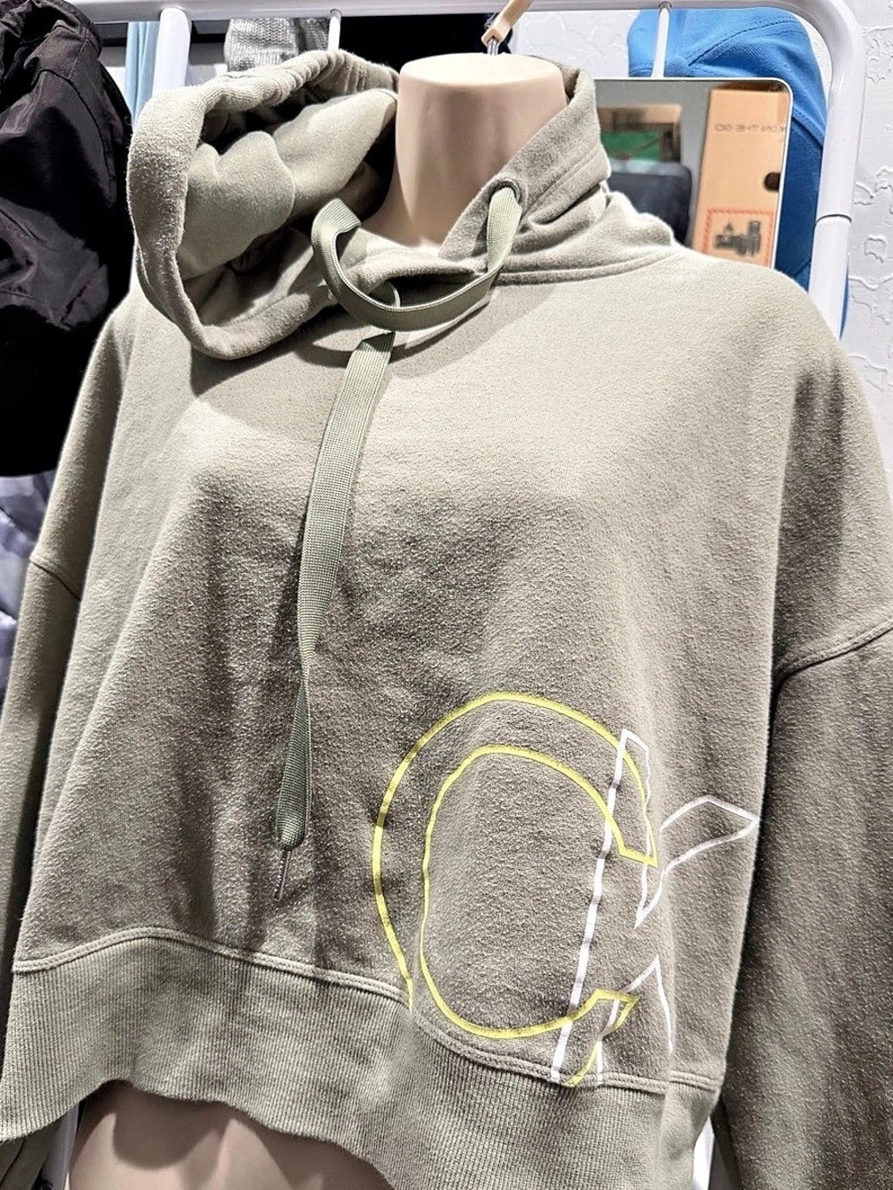 Calvin Klein Performance Cropped Hoodie Sage Green XL